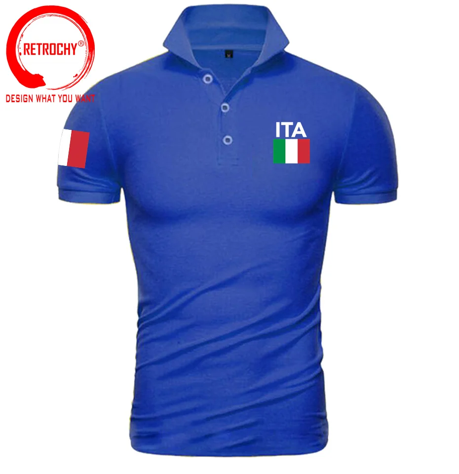 Italy Italia Italian Polo Shirts Men Royal Blue White Brands Printed T Shirt 2023 Cotton Nation Team Flag ITA Country Polo Shirt