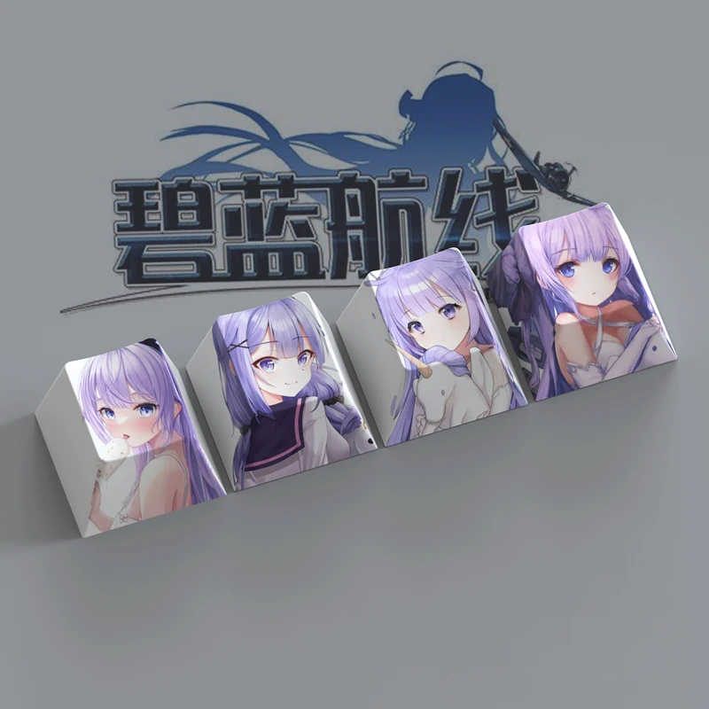 4 مفاتيح/مجموعة Azur Lane Agir Unicorn Enterprise Helena Azuma Keycaps PBT 5 جوانب صبغ Subbed قبعات المفاتيح الكرز الشخصي R4 الارتفاع #3