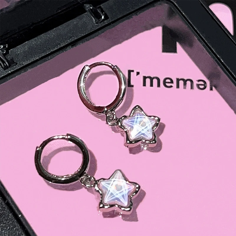 Gothic Cute Dream Fairy Moonlight Stone Star Pendant Earrings For Egirl Y2K EMO 2000s Harajuku Goth Vintage Jewelry Accessories