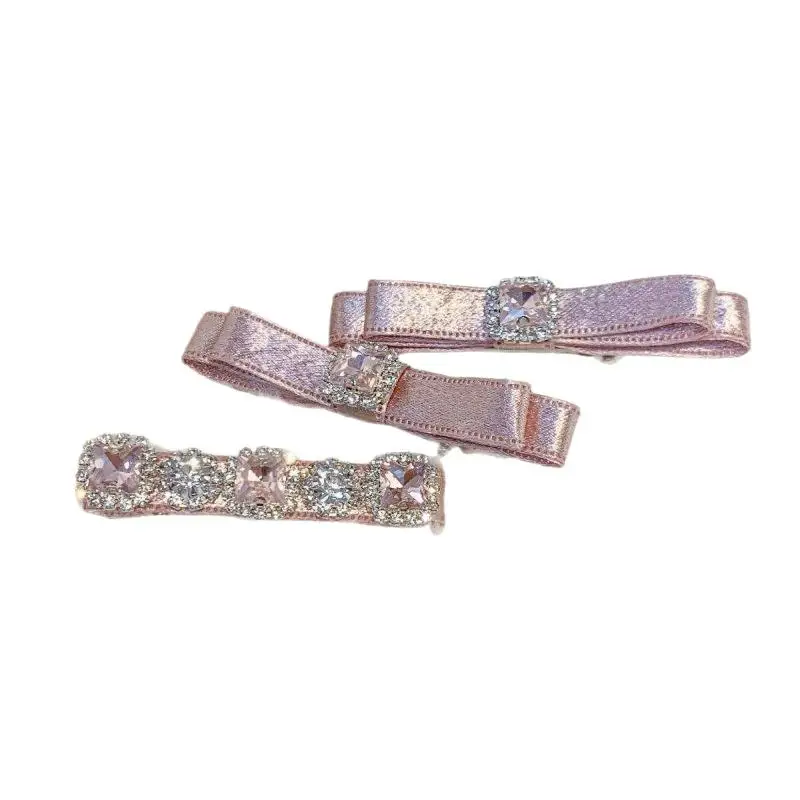 1/2 Stück Graue Satin-Haarspange mit Wassersteinen, Exquisite Funkelnde Elegante Haarspange für Damen – Detail 9