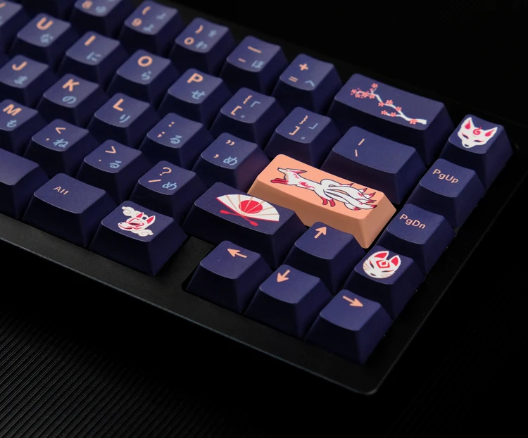 Imagem -03 - Japanese Fox Keycaps para Teclado Mecânico Perfil Cherry Pbt Sublimação Dye Switch mx Gk61 64 67 75 84 84 87 98 Japonês