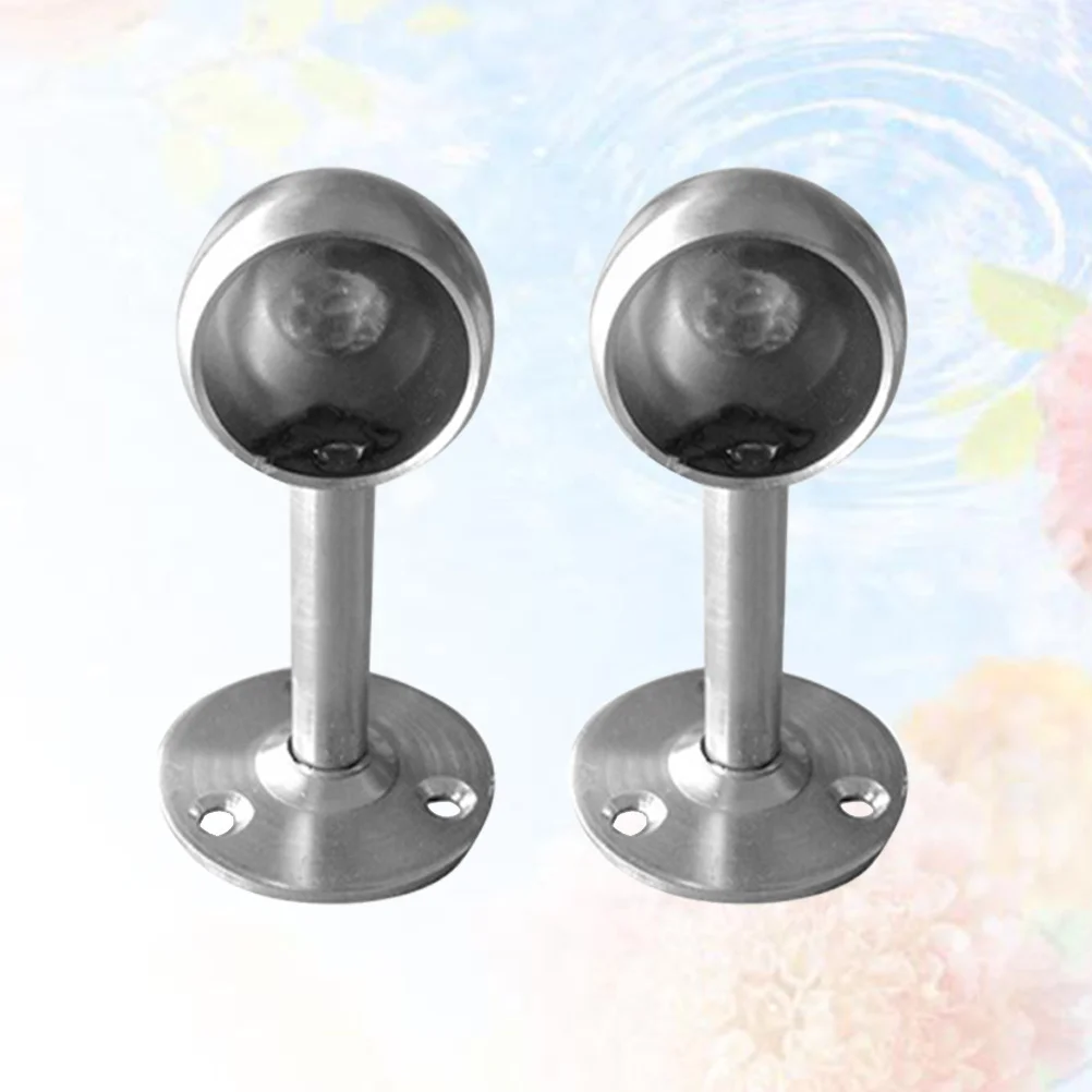 

2 set 25Mm Stainless Steel Round Head Bracket Closet Curtain Rod Support Socket Rustproof Heavy Duty Oval End Supports