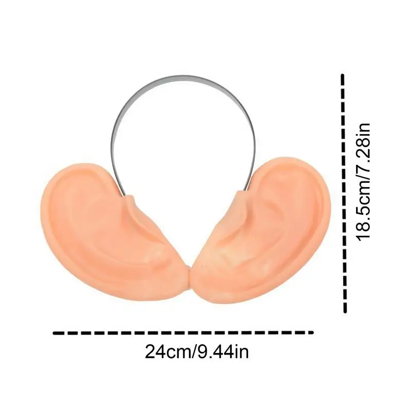 آذان Jum-bo مزيفة مع أذن سوداء فروي ، مهرج مضحك ، إكسسوارات صور هالوين ، زي آذان عملاقة ، أغطية رأس مزحة
