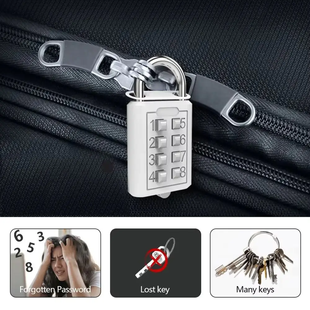 

8 Digit Button Combination Lock Metal Anti-theft Password Pad Lock Waterproof Rust Proof Suitcase Combination Lock For Travel