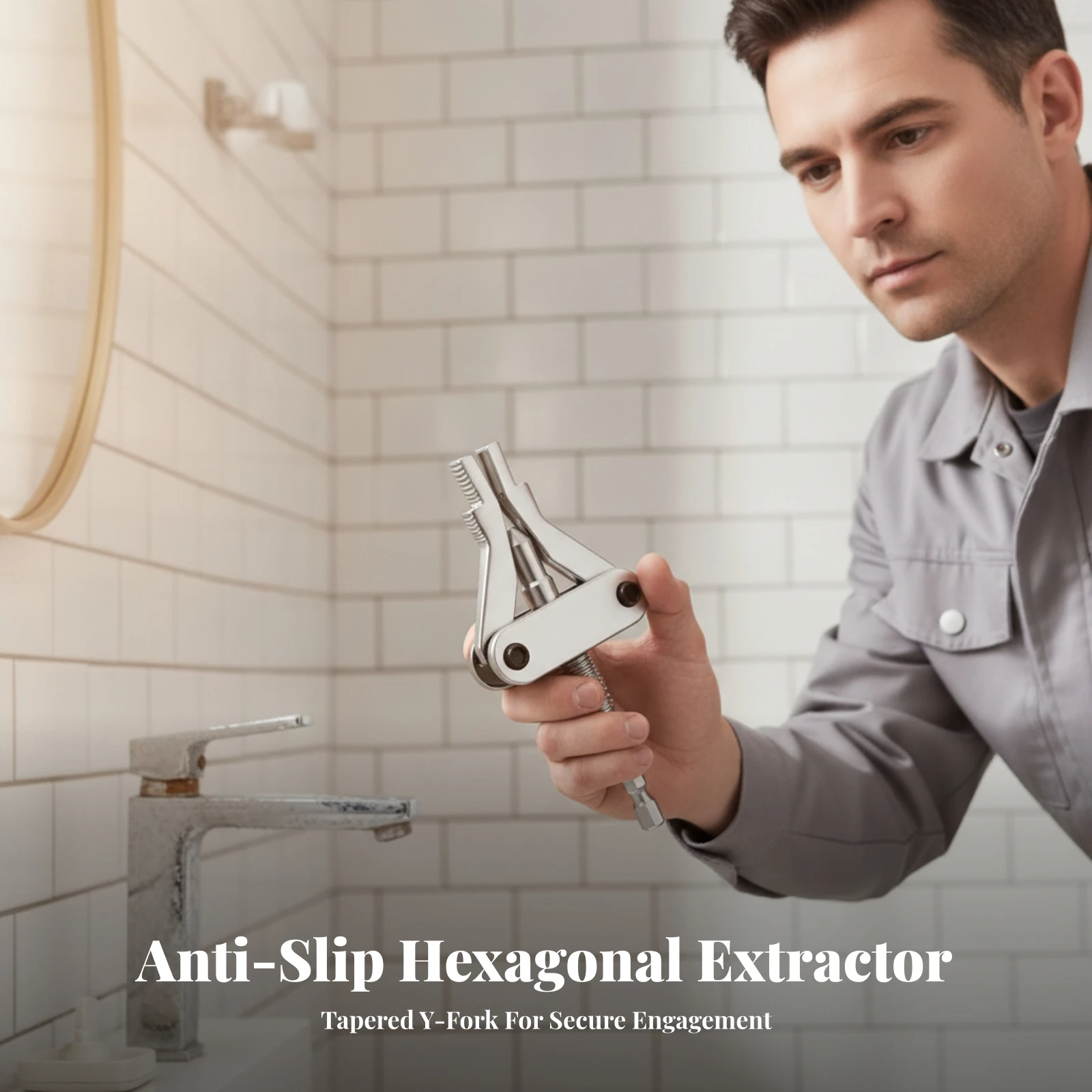 Broken Thread Extractor Drill-Driven Broken Pipe Extractor Threaded Fitting Remover Anti-Slip Fast for Plumbers, Plumbing Repair
