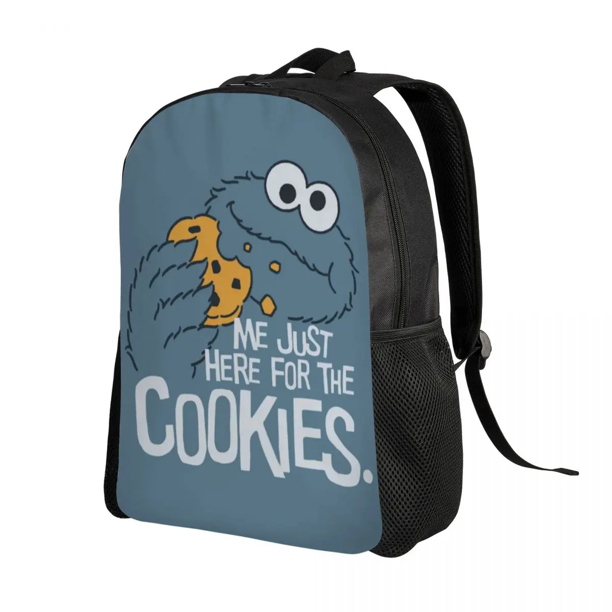 Zaini personalizzati con stampa 3D Cookie Monster Cartoon Sesame Street College School borse da viaggio Bookbag adatto a Laptop da 15 pollici