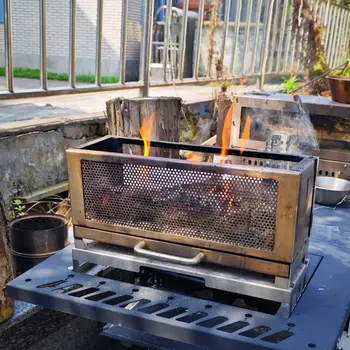 SmiloDon 휴대용 캠핑 하프 유닛 IGT 화로, 접이식 스토브, 모닥불 화로, 캠프파이어, 야외 장작 버너 히터, 피크닉