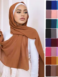 Foulard Hijab en Mousseline de Soie pour Femme, Châles Islamiques Ronds, Bande de Sauna, Hijabs Musulmans, 60 Couleurs