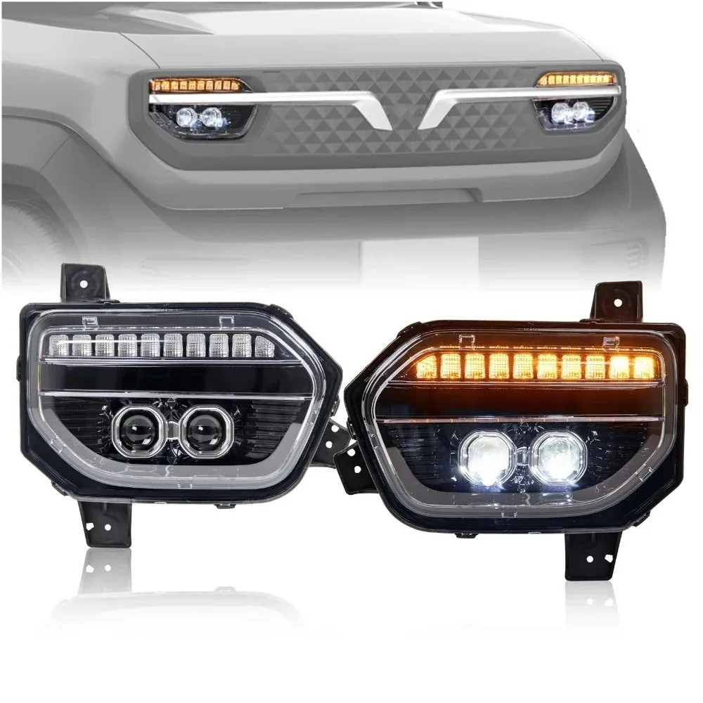 for Vinfast Fadil VF3 Car LED Headlight High Low Beam Daytime Running Light DRL Amber Turn Signal Car Headlight Assembly
