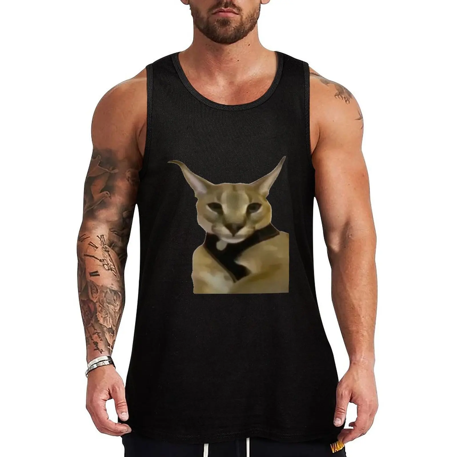 Camiseta sin mangas Hecker Cat con estampado urbano, camiseta informal con gráfico sin mangas