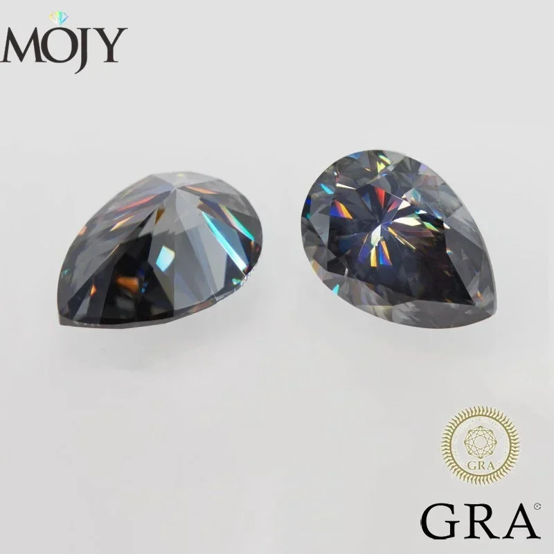 

MOJY Pear Cut 0.6ct~6.0ct Gray Color Moissanite Loose Stone Gemstones with GRA Certificate for Women DIY Fine Jewelry Material