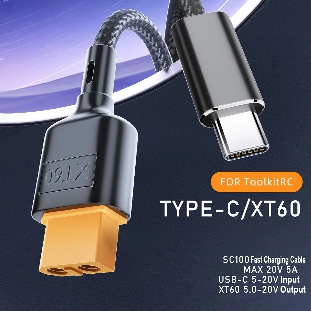 Przewód przejściowy XT60 do kabel szybkiego ładowania typu C 100W PD2.0/QC2.0 USB-C do XT60 kabel ładujący 20V 5A protokół SC100