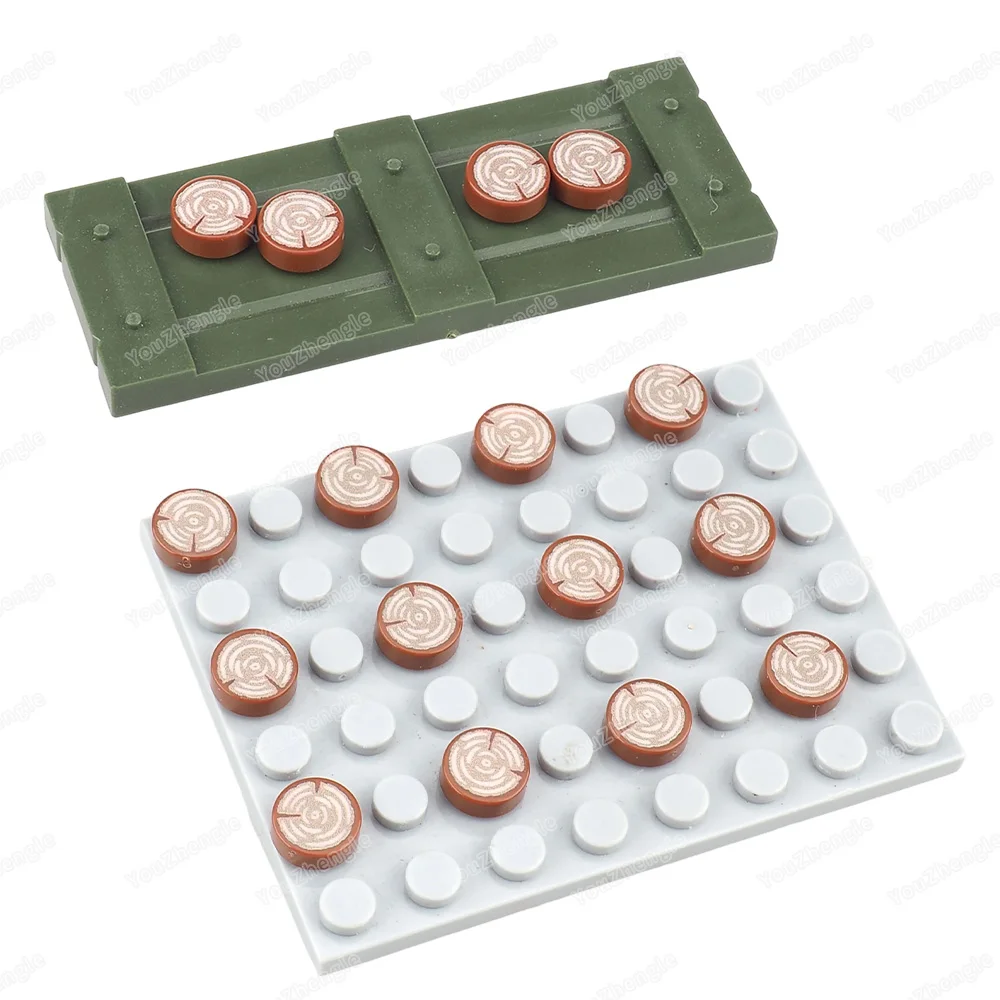 98138pb042 Baumstumpf Holzmaserung Muster Gedruckt Baustein Tiles1x1 Teile Zusammengebaute MOC Figuren Szene Modell Geschenke Jungen Spielzeug