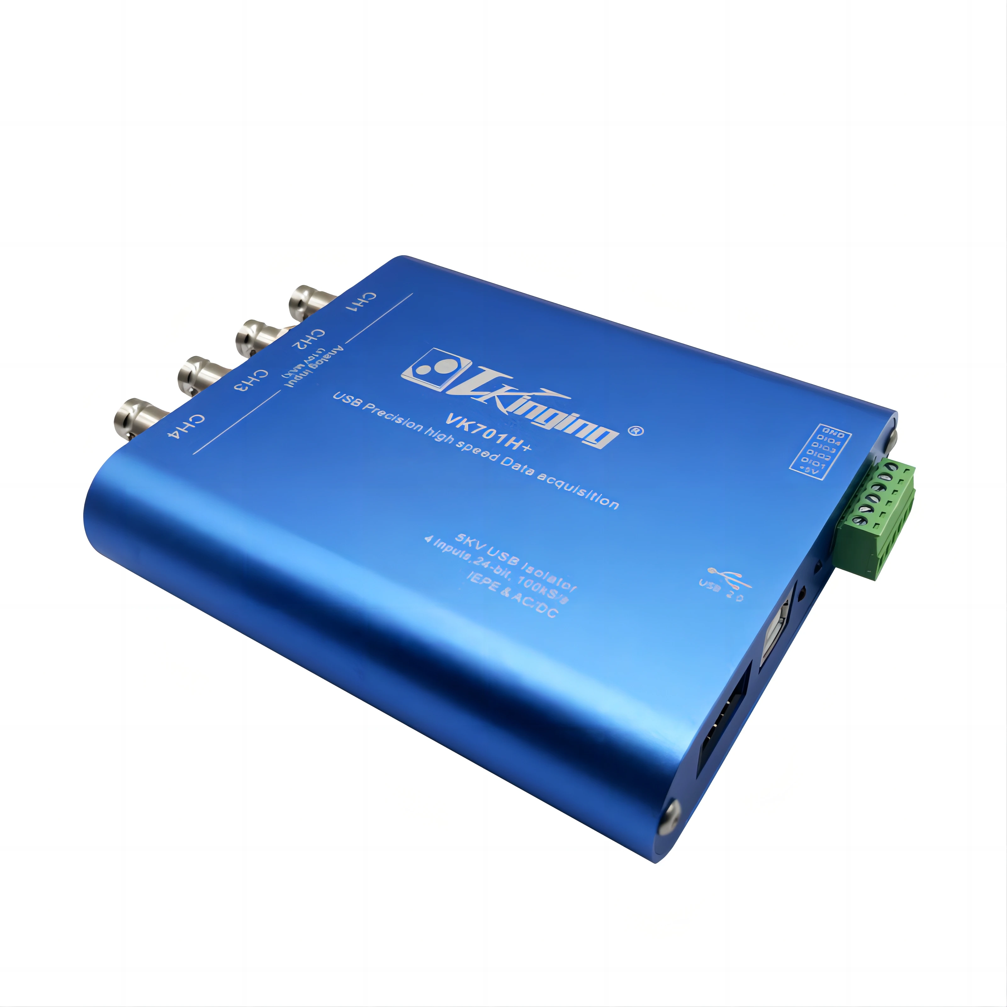 بطاقة اكتساب متزامنة USB ذات 4 قنوات معزولة 24 بت ADC IEPE UV MV 102.4K/s بيانات DAQ Labview Matlab