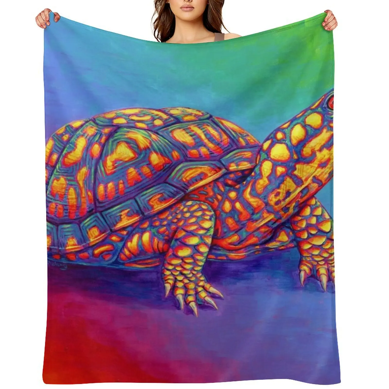 

Rainbow Eastern Box Turtle Throw Blanket Plaid on the sofa warm for winter Blankets For Sofas Decorative Throw Blankets