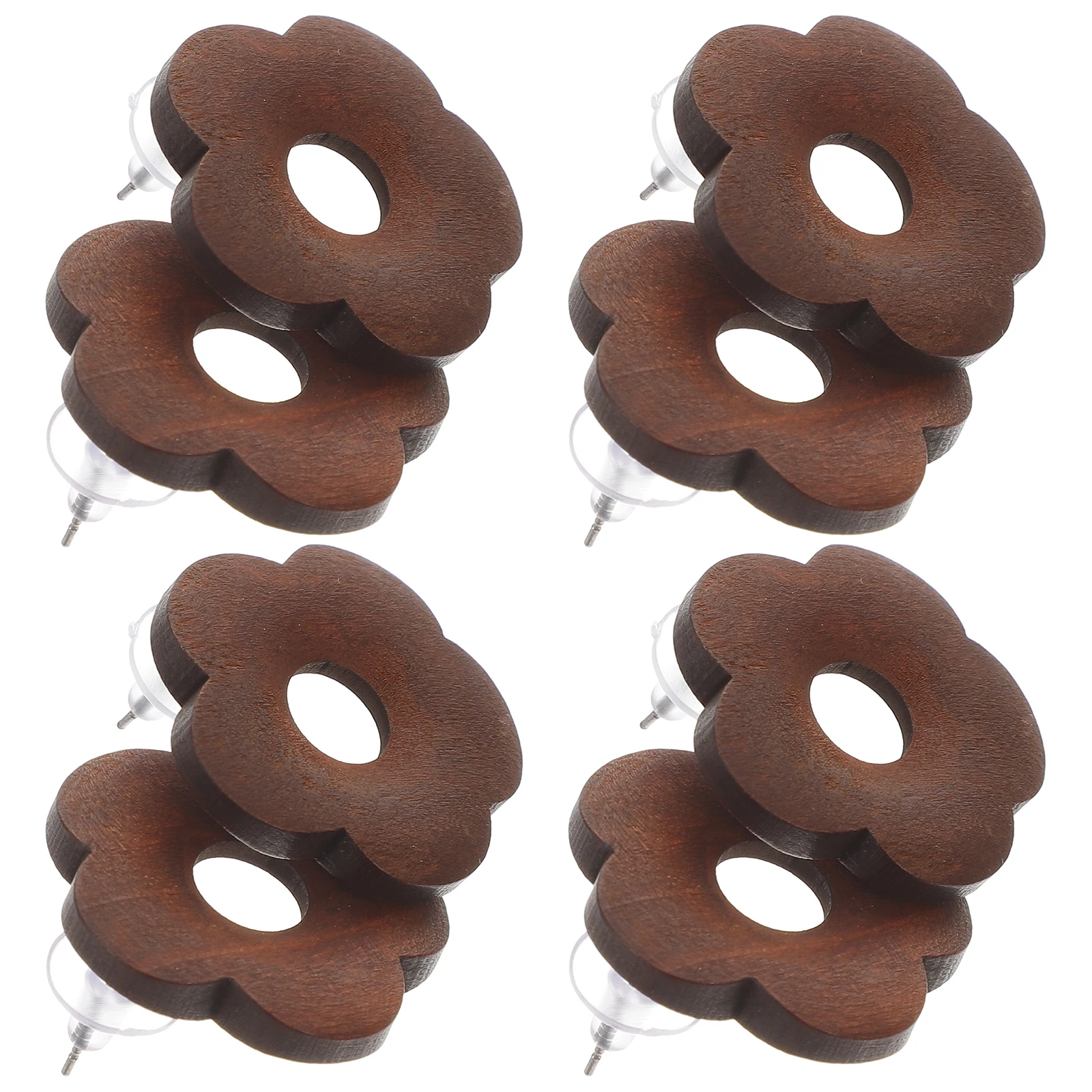 

Wood Flower Earrings Button for Women Floral Girls Flowers Jewelry