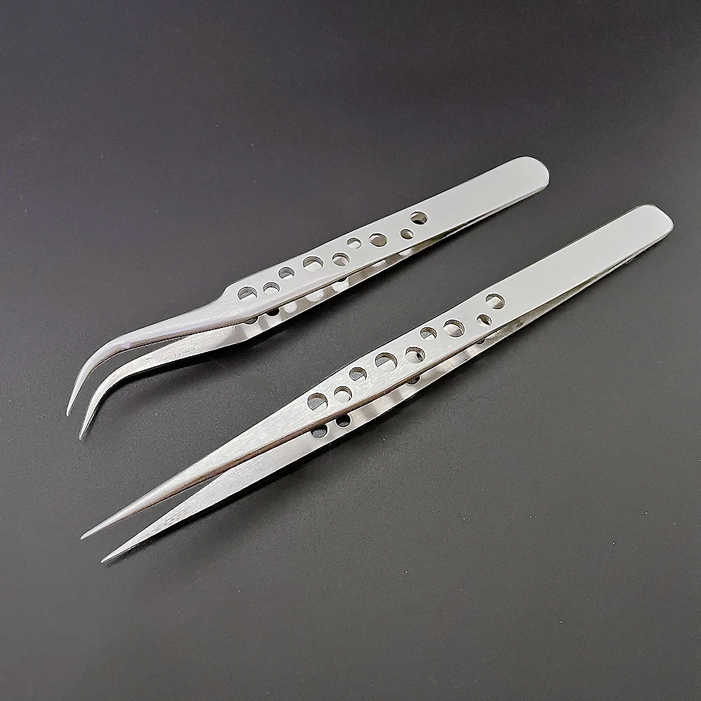 

Electronics Industrial Tweezers Anti-static Curved Straight Tip Precision Stainless Forceps Phone Repair Hand Tools Sets