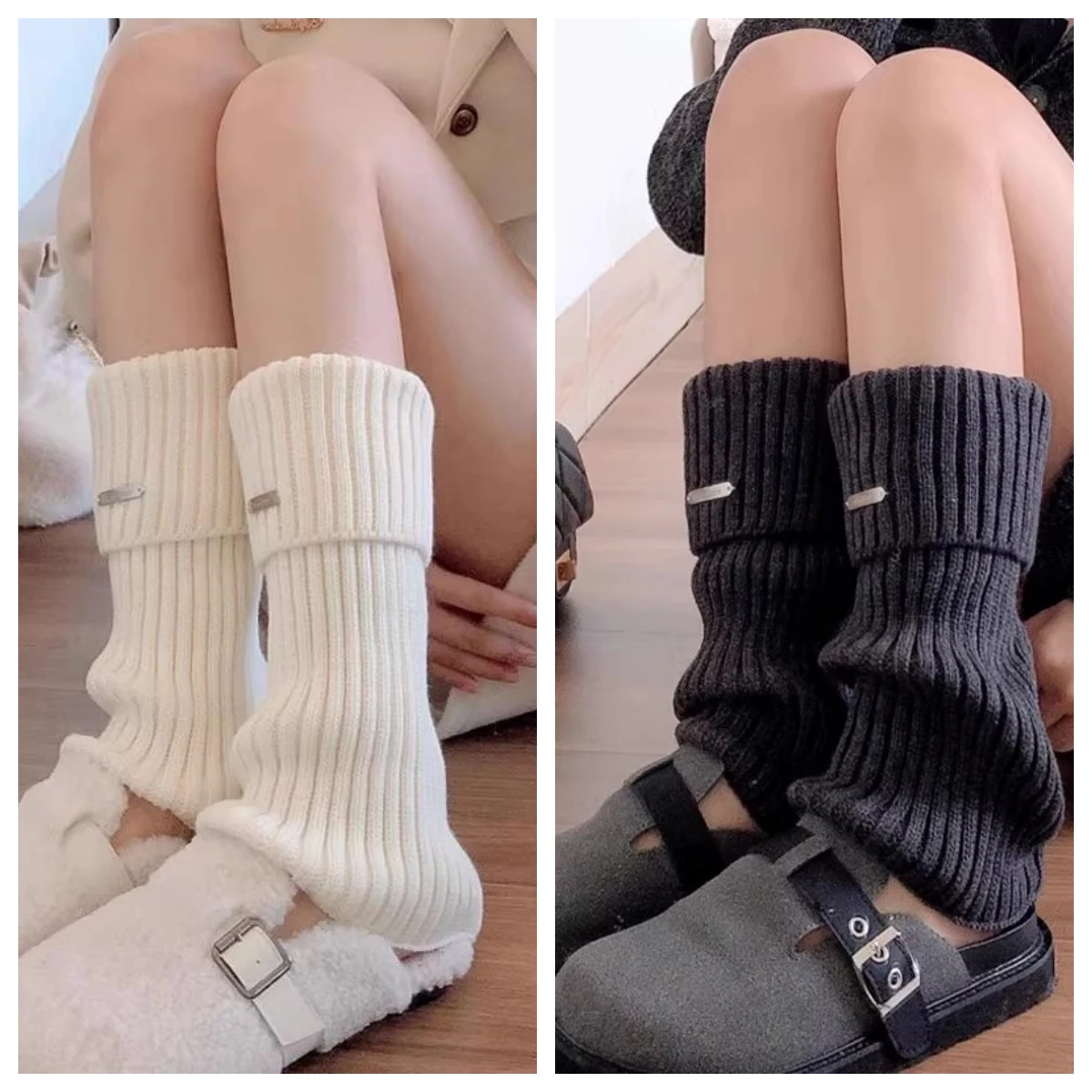 Description Picture 2 of itemNew Knitted Lolita Leg Warmers Women's Long Socks Autumn Winter Wool Foot Cover Arm Warmer Y2K Crochet Heap Socks Boot Cuffs