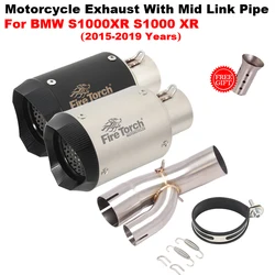 For BMW S1000XR S1000 XR 2015 - 2019 Carbon Fiber Muffler With Mid Link Pipe Motorcycle Exhaust Escape Full System 51mm DB Kille