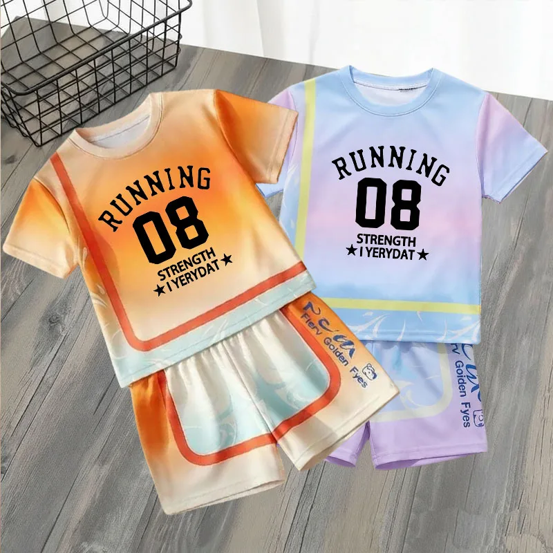 2026 Sommer Kinder Sportbekleidung Sets Atmungsaktive Mädchen und Jungen Kurzarm-Oberteil Shorts Zweiteilige Kinder Freizeitoutfits Neu