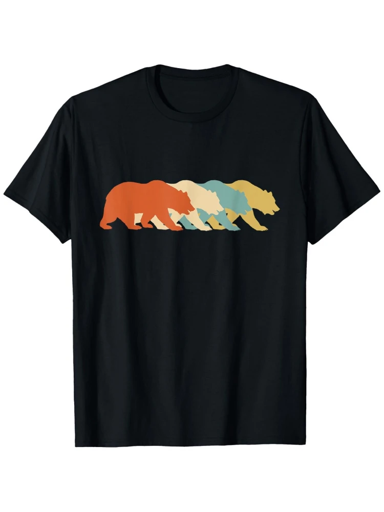 

Bears Retro Black Bear Vintage Polar Bear Grizzly Bear pattern -100% cotton casual short sleeve O-neck printed men's T-shirt.