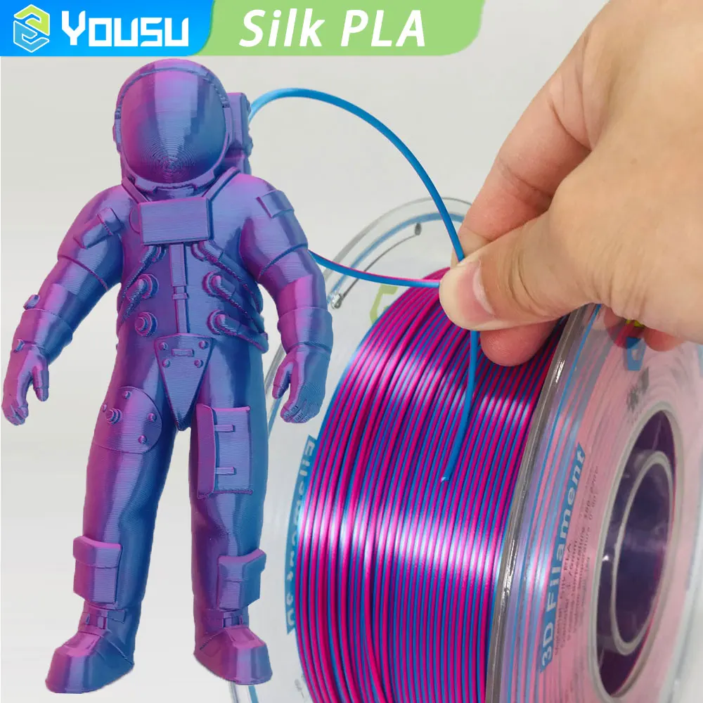 Yousu PLA Silk Rainbow Filament 1kg 1.75mm Fit Most 3D Printer pla Rainbow Shiny Color Silk Texture 3D Pen Printing Materials