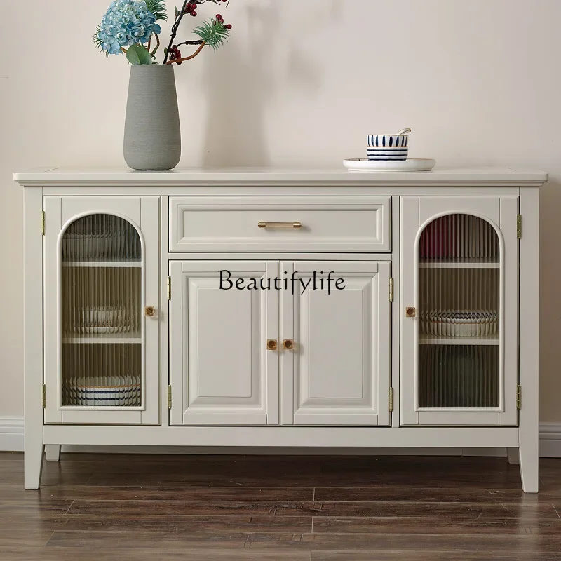 

XX39Mediterranean solid wood European pastoral locker cream style living room simple tea cabinet