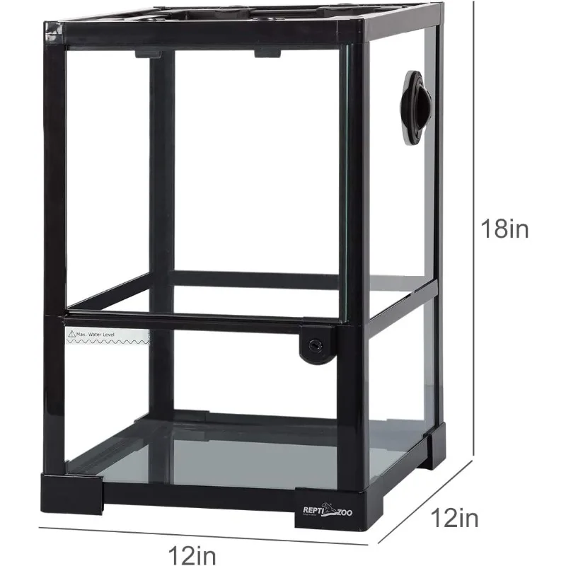 HOME.خزان الموئل البرمائي 10 جالون، تررم الزواحف الزجاجي ذو الرؤية الكاملة 12 بوصة × 12 بوصة × 18 بوصة، خزان الزواحف العمودي مع #2