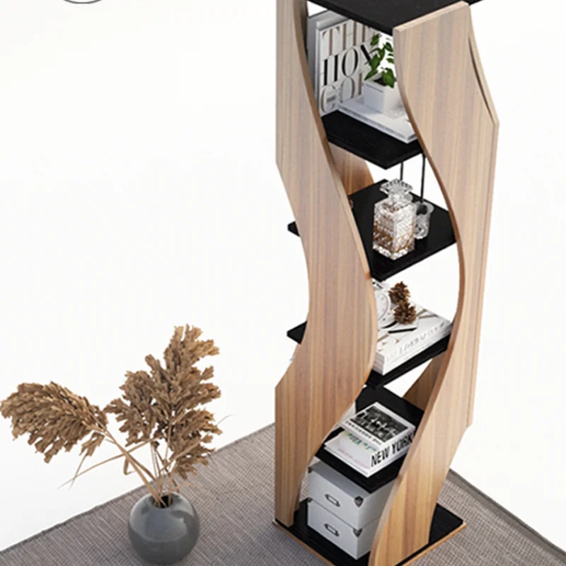 360 degree bookshelf floor creative modern simple light luxury office living room Nordic storage corner cabinet