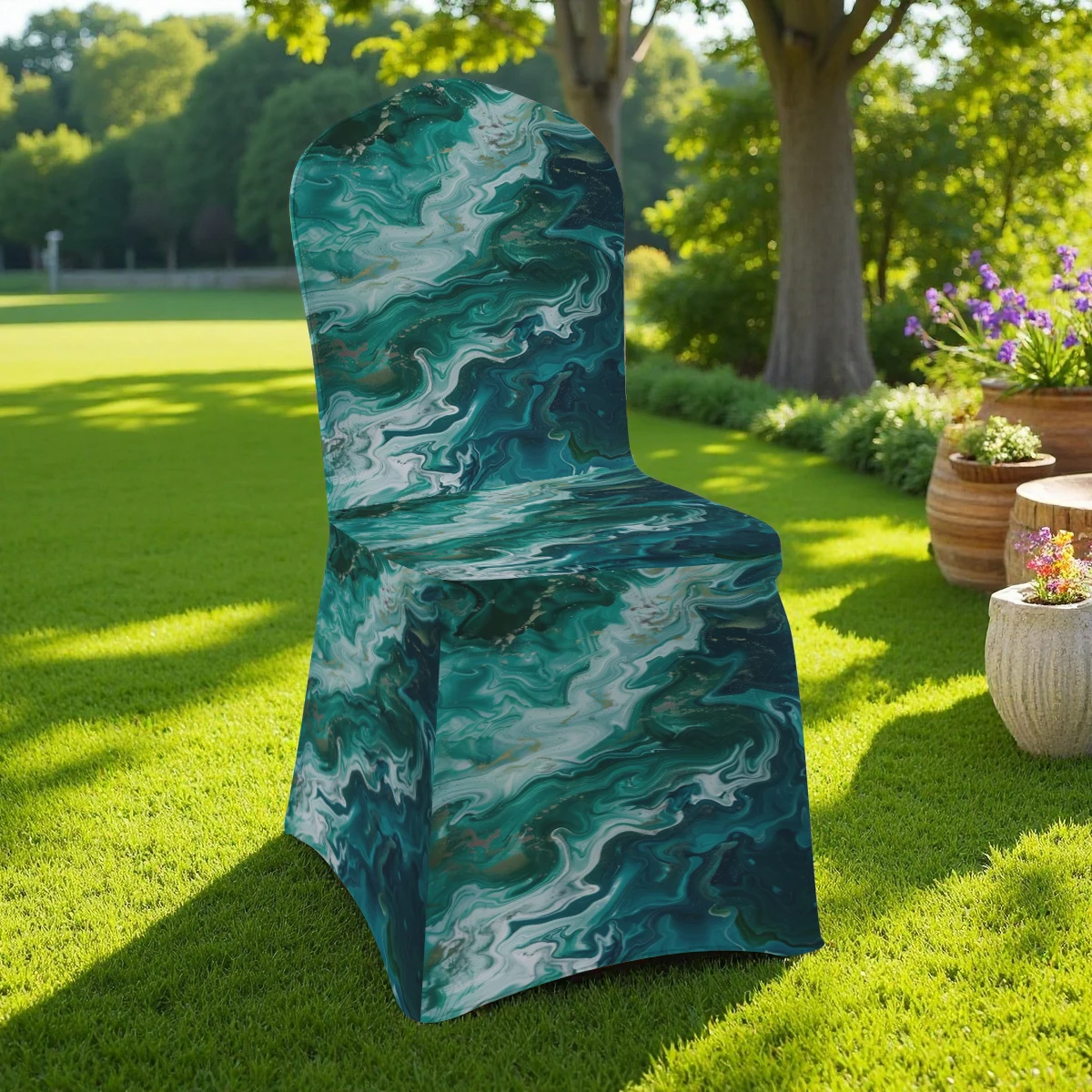 2D Marble Pattern Elastic Full Coverage Chair Cover, Universal for Hotel/Home/Outdoor, Slip - Resistant & D
