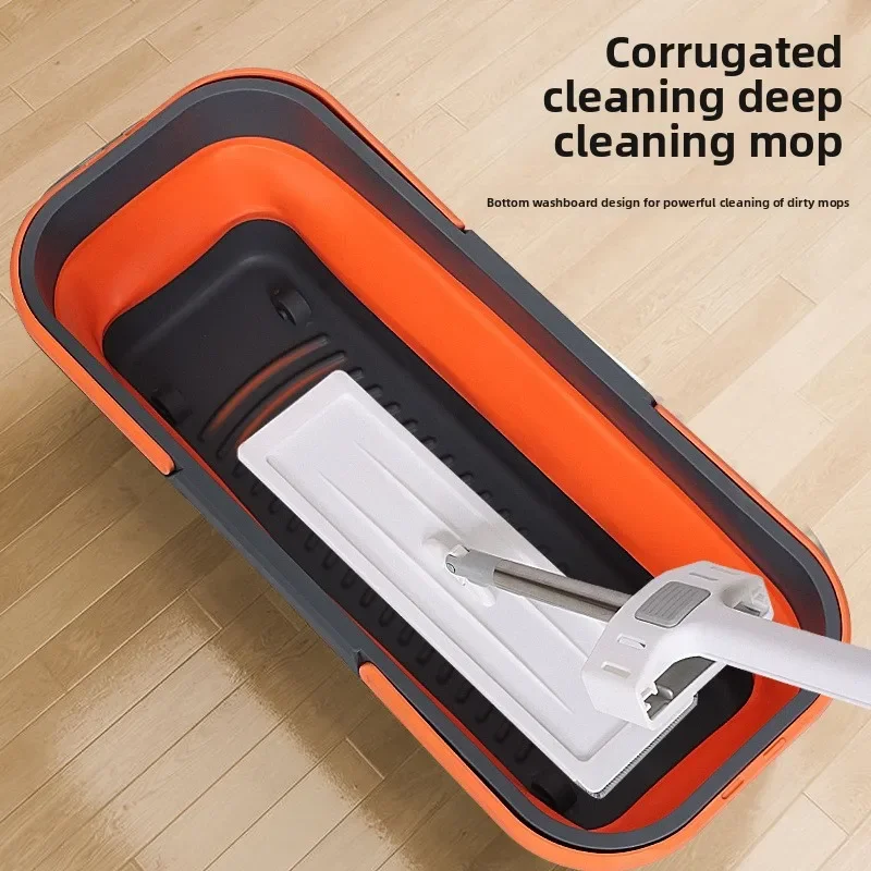 

Портативная складная плоская швабра с ведром без помощи рук для бытовой бытовой швабра двойного назначения для влажной/сухой уборки. Швабра для сухой и чистки пола.
