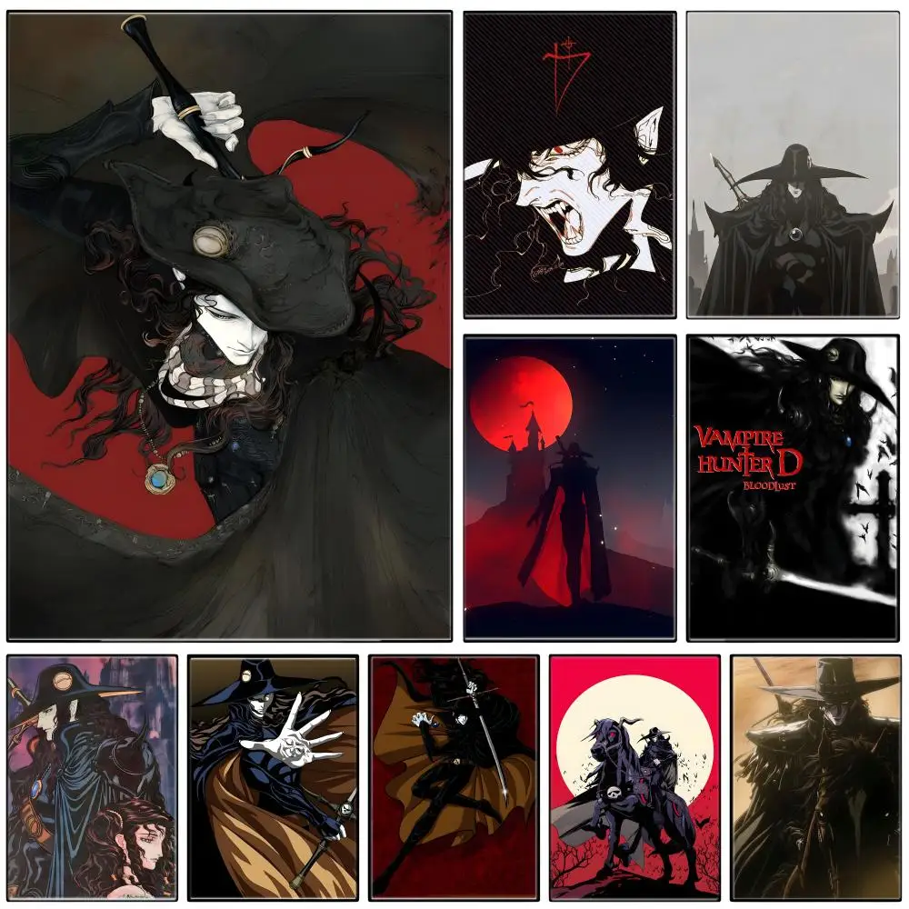 Gothic Dark Fantasy V-Vampire Hunter D Poster  Self-adhesive Art Waterproof Paper Sticker Coffee House Bar Room Wall Decor