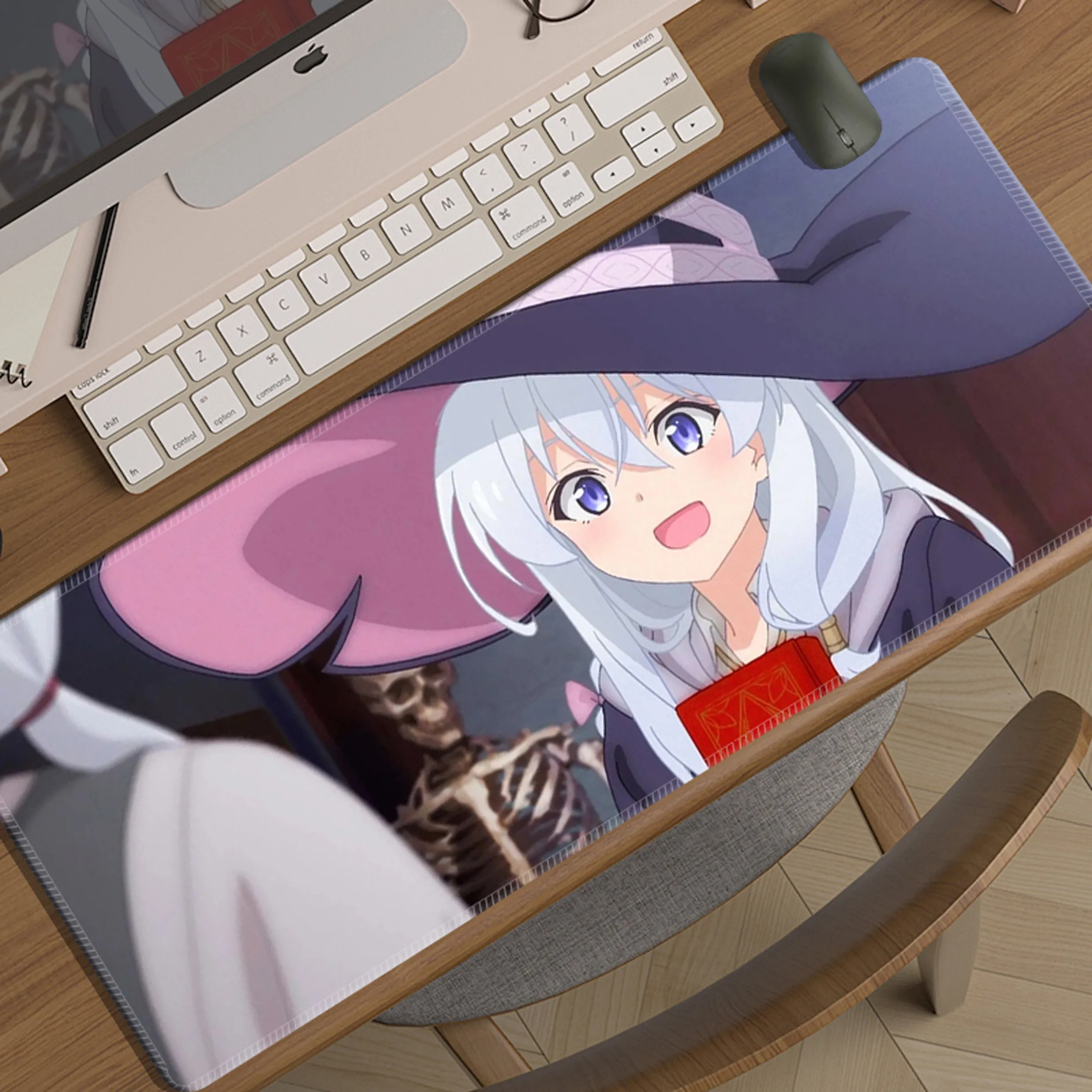Pro Speed XXL Wandering Witch Elaina Gaming Mouse Pad Thick Non-Slip Rubber Stitched Oversized Desk Mat for PC Gamer Durable
