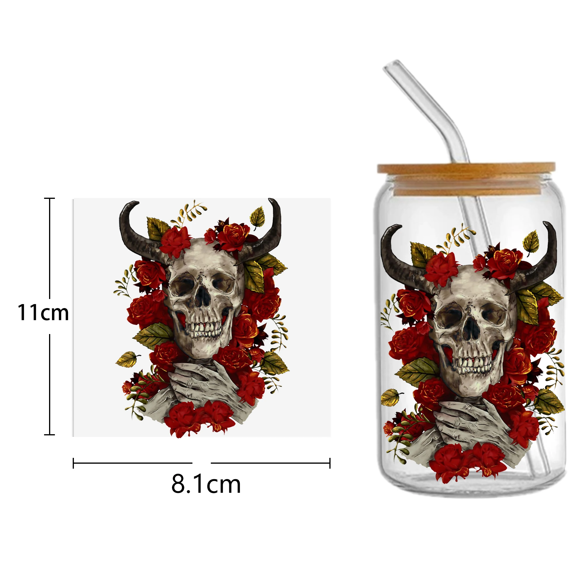 Skeleton Halloween 16oz Tumble - Sticker Label Template 评论和价格