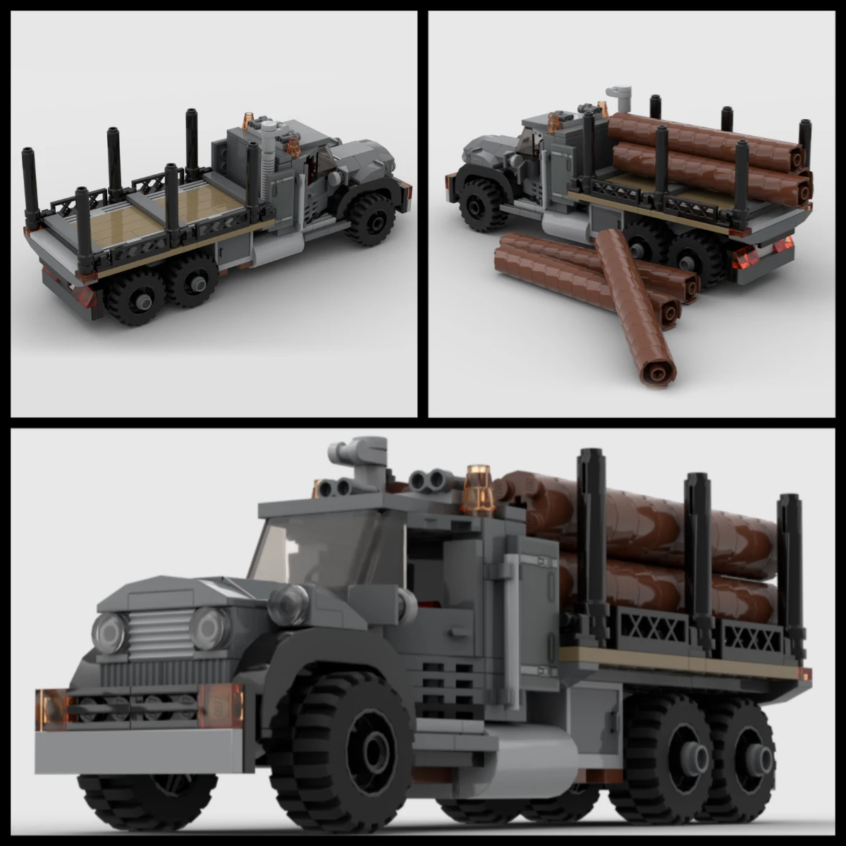 MOC Creative City Vehicle Series Retro Logging Truck Building Blocks Model Children's Puzzle Assembly Toy Birthday Gift Ornament