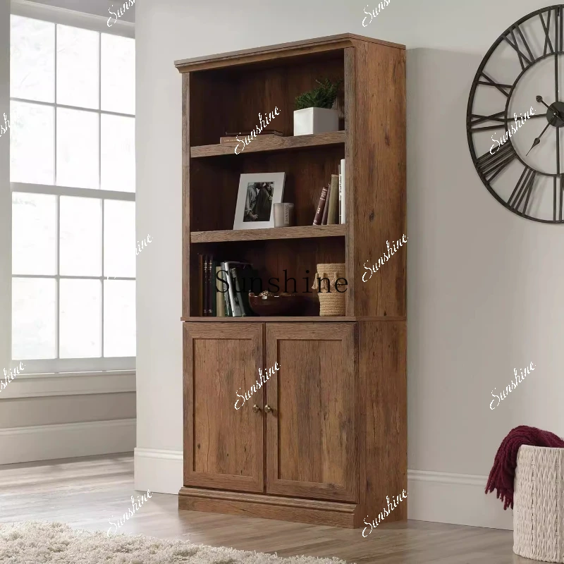 American rural solid wood open bookshelf storage living room home combination display side cabinet  FT