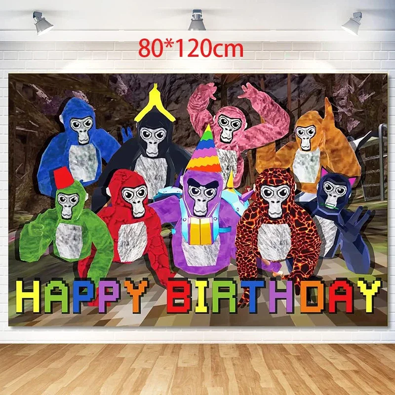 Gorilla Tag Theme Birthday Party Decoration Balloon Banner Backdrop Cake Topper Party Supplies Baby Shower