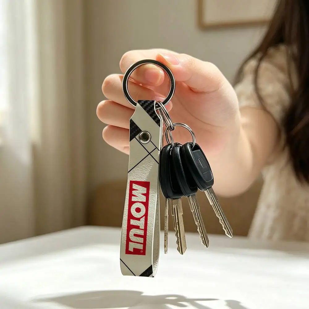 

For Motul Soft PU Leather Motorcycle Keychain Lightweight Key Holder For Scooter Racing