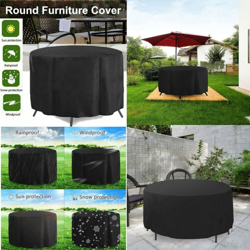 Large Round Waterproof Furniture Cover, Outdoor Garden Patio Table Chair Set