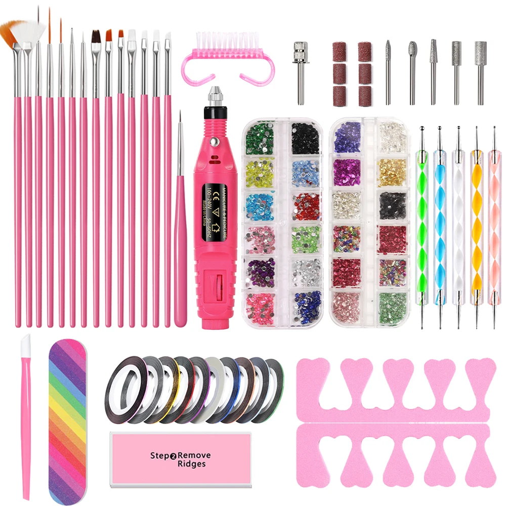 

LINMANDA Manicure Tools Set With Professional Nail Drill Machine Nail Art Brush Design Tip Painting Drawing Carving Dotting Pen