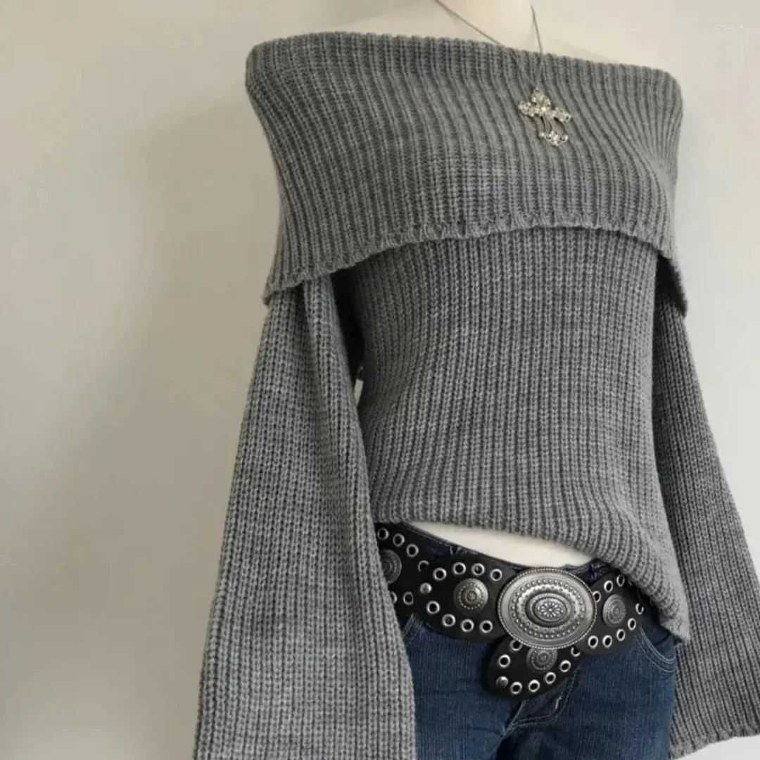 

Темпераментная трикотажная рубашка на одно плечо с длинным рукавом для женщин, весенне-осенняя повседневная одежда