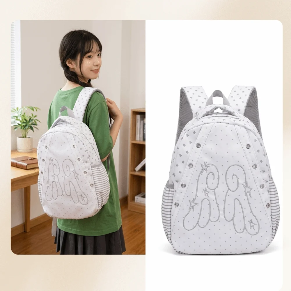 New Nylon Girls Backpack Cute Unique Embroidery School Rucksack Trendy Korean Style Student Bag Female Student
