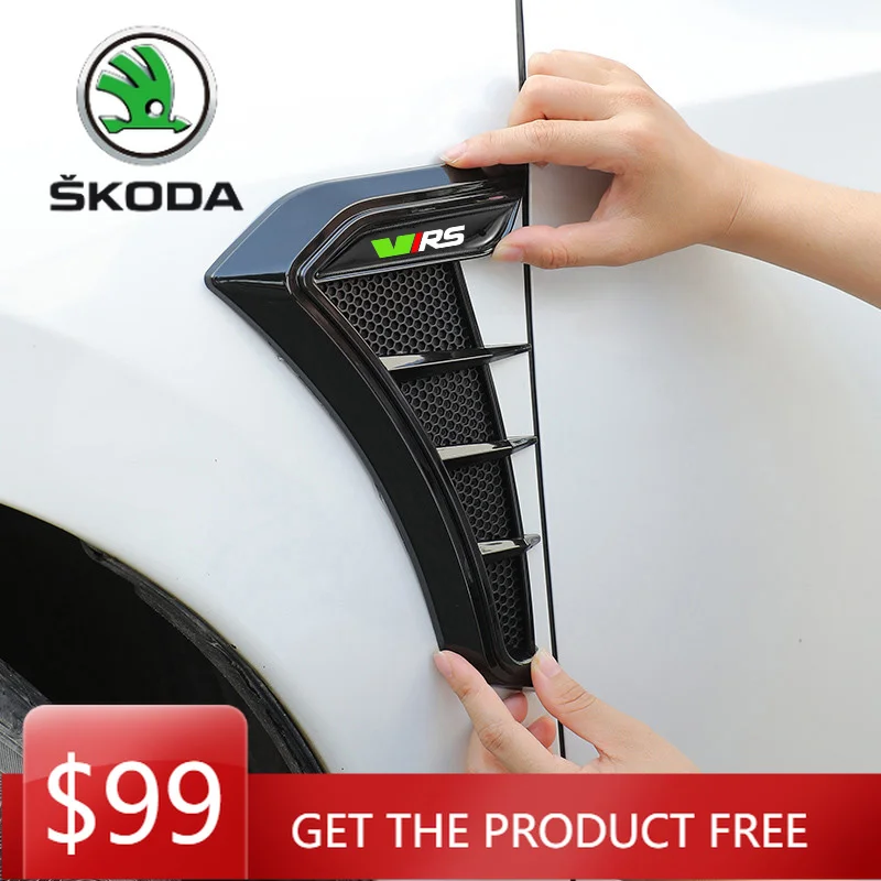

2pcs Carbon Black Car Side Wing Fender Sticker Decals Body For Skoda VRS Octavia Kamiq Kodiaq Karoq RS Superb Fabia Accessoies