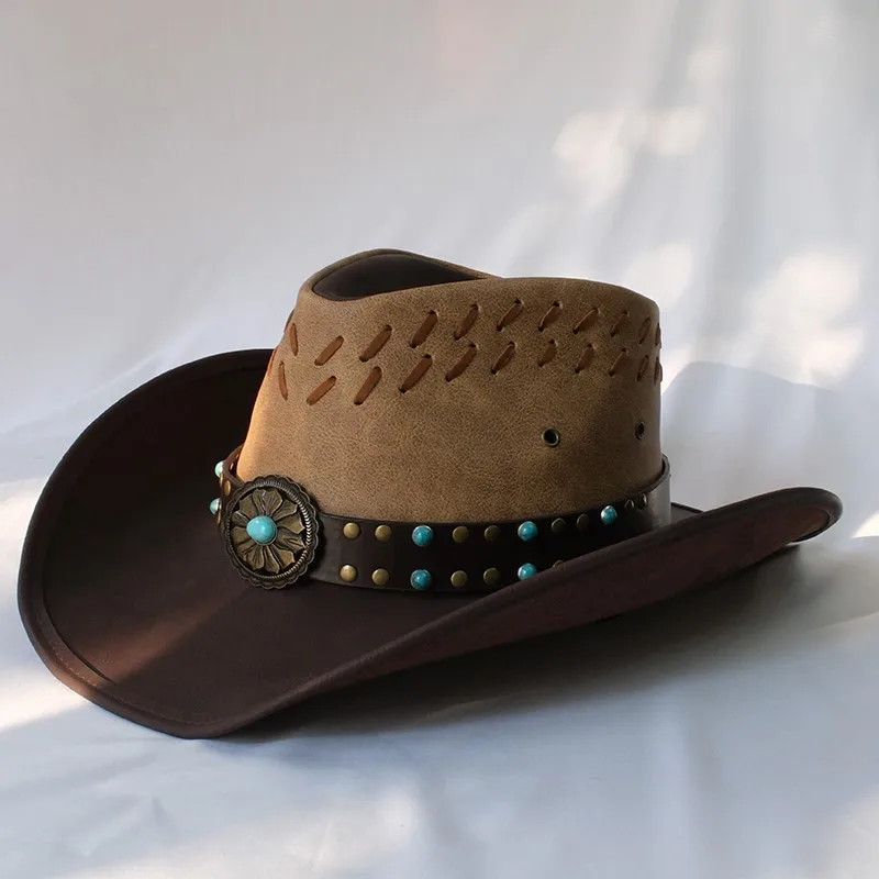 

Men's and women's hat straps made of old leather large brimmed country cowboy hats waterproof warm