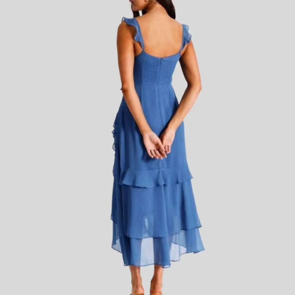 우아한 v-목 a 라인 댄스 파티 드레스 백리스 플리츠 롱 드레스 여성을위한 절묘한 고품질 저녁 파티 가운 맞춤형