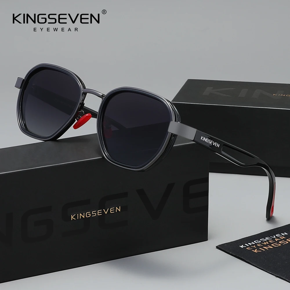 KINGSEVEN Sonnenbrillen für Herren, polarisiert, UV400, luxuriöse Damen- und Herrenbrillen, modische Freizeitbrillen für Outdoor und Autofahren, runde Brillengestelle