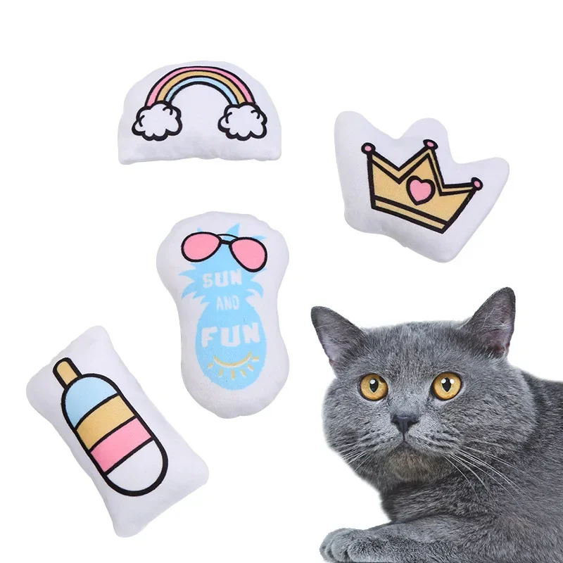 

Pet Crown Rainbow Cute Printed Catnip Toy Durable Teeth Grinding Interactive Play Pet Supplies