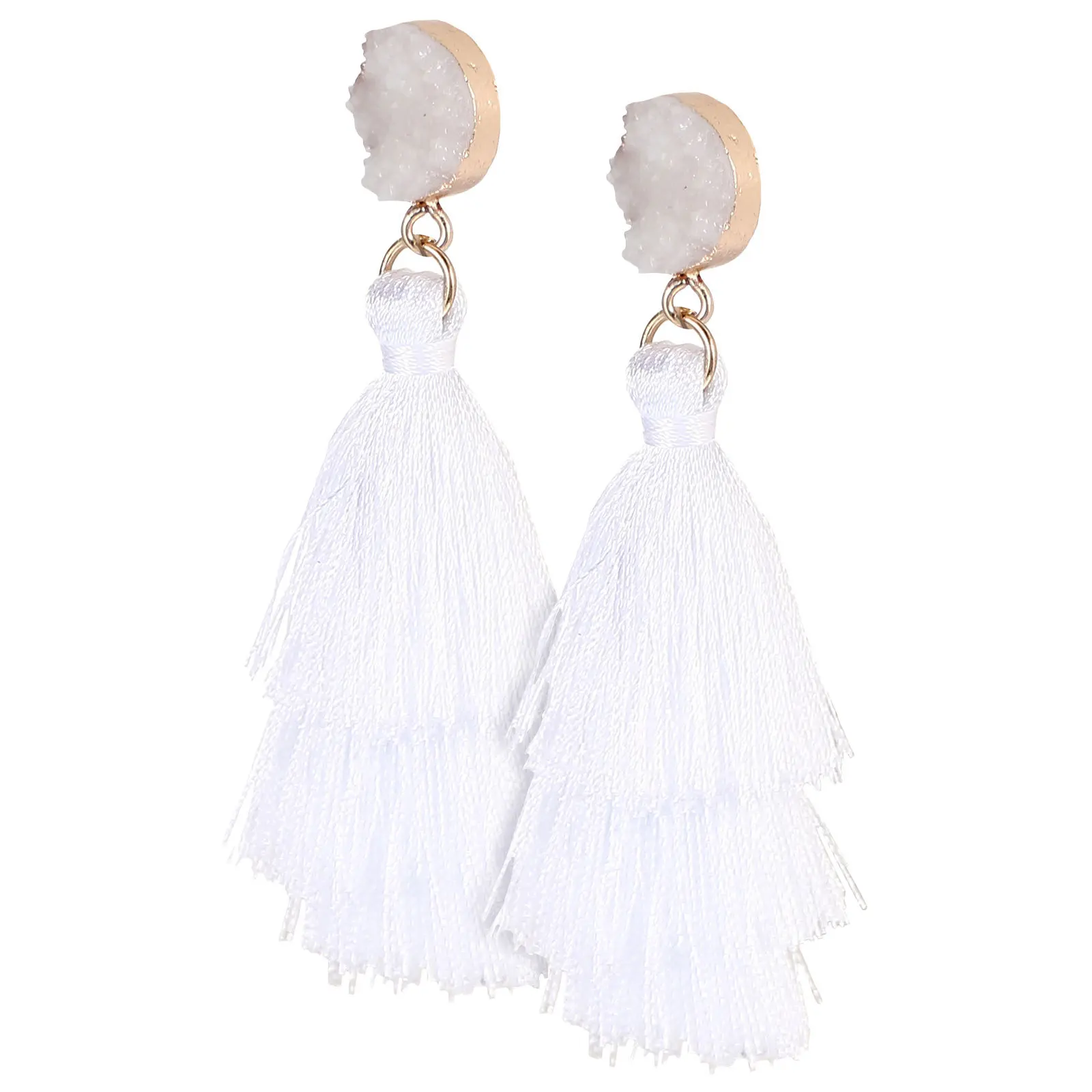 

1Pair Vintage Tassel Earrings Bohemian Layered Dangle Design Fashion Statement Jewelry for Women Summer Wedding Party Wear