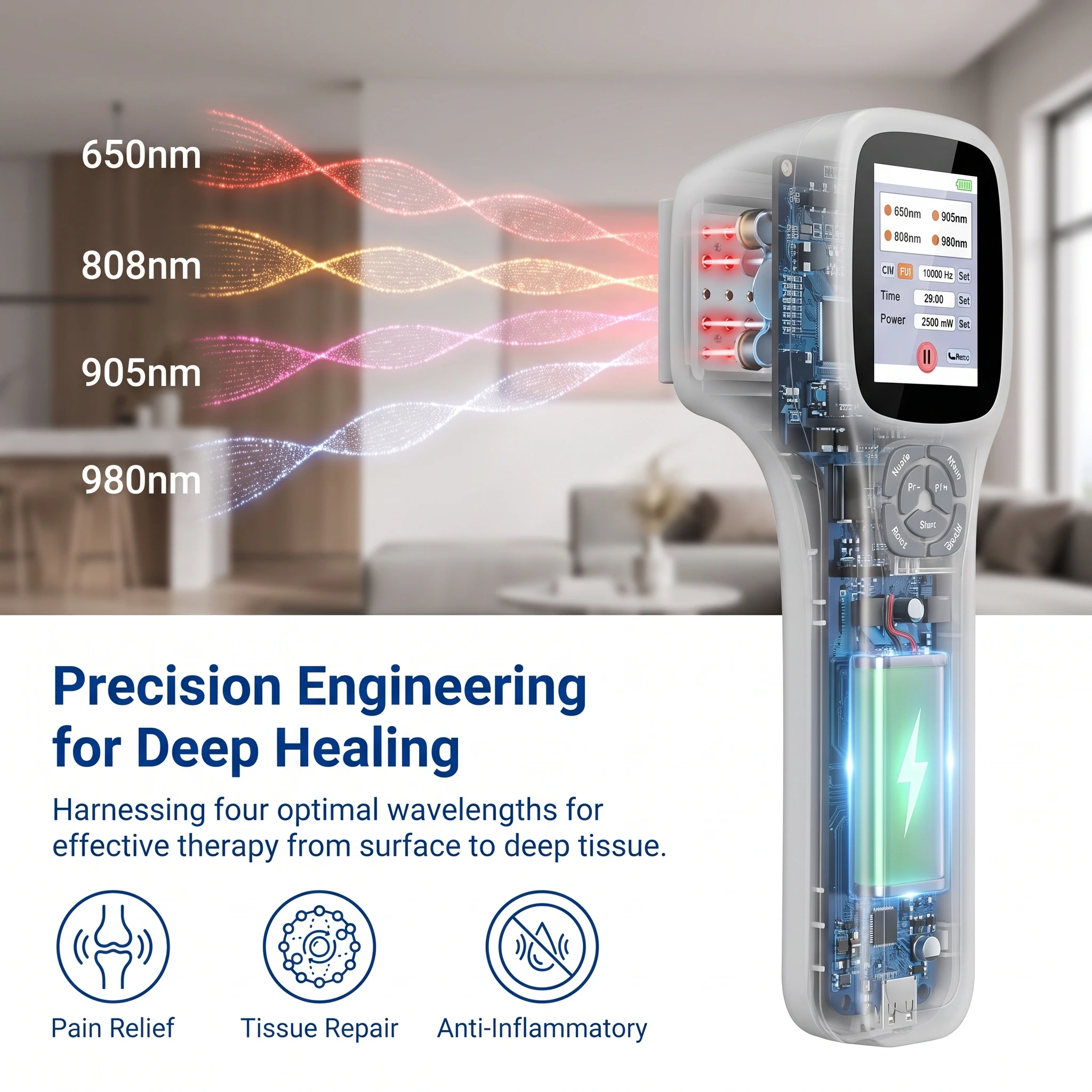 Toponechoice 2500mW Class 4 Low Level Laser Therapy Machine Rechargeable Cold Laser Device for Soft Tissue Injuries Pain Relief
