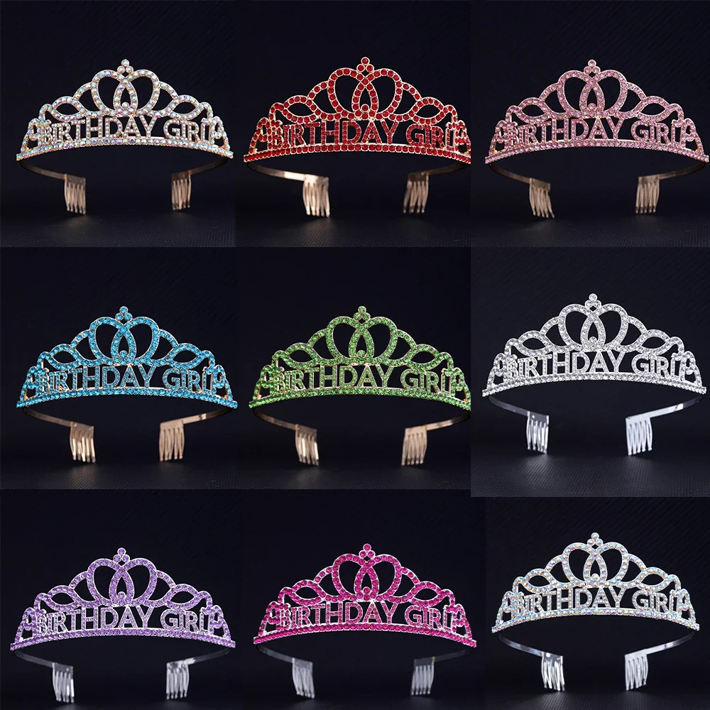 

Bling Rhinestone Crystal Crown Tiara Birthday Girl Queen Crown for Women Birthday Party Decoration Kit Hair Accessories